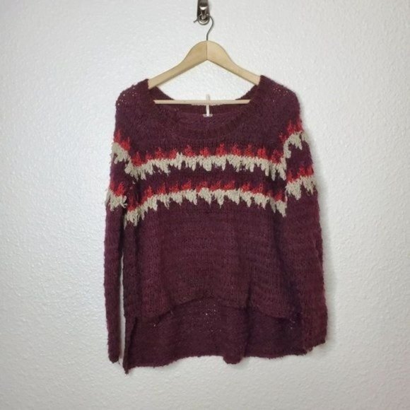 Free People Baltic Fair Isle Sweater in Berry Combo - Picture 2 of 11